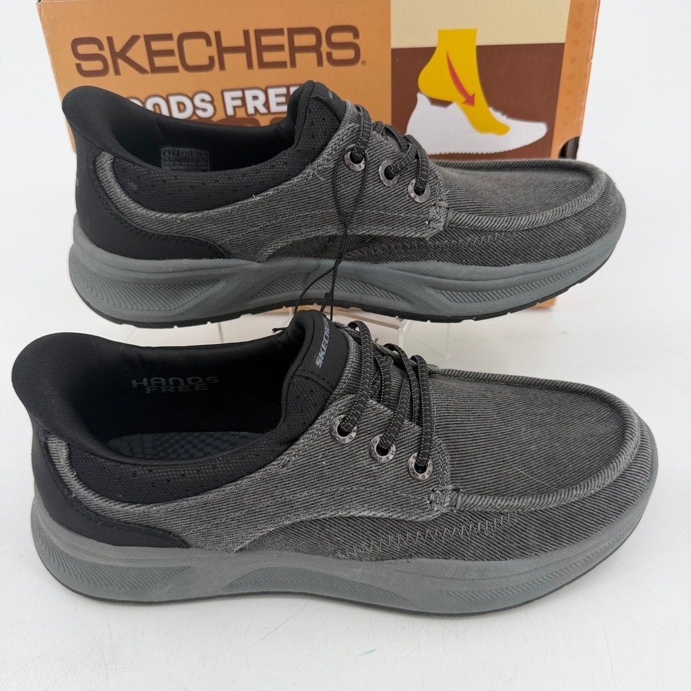 Skechers Hands Free Slip-ins Swift Fit Mens Black Canvas Shoes 66747S Size 8